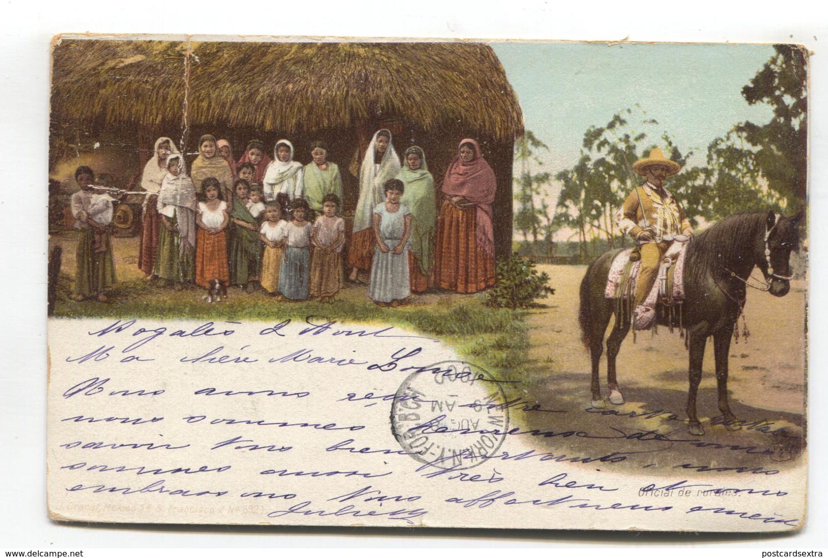 Mexico - Oficial De Rurales - Rural Officer, Peasants - 1902 Used Postcard - Mexico