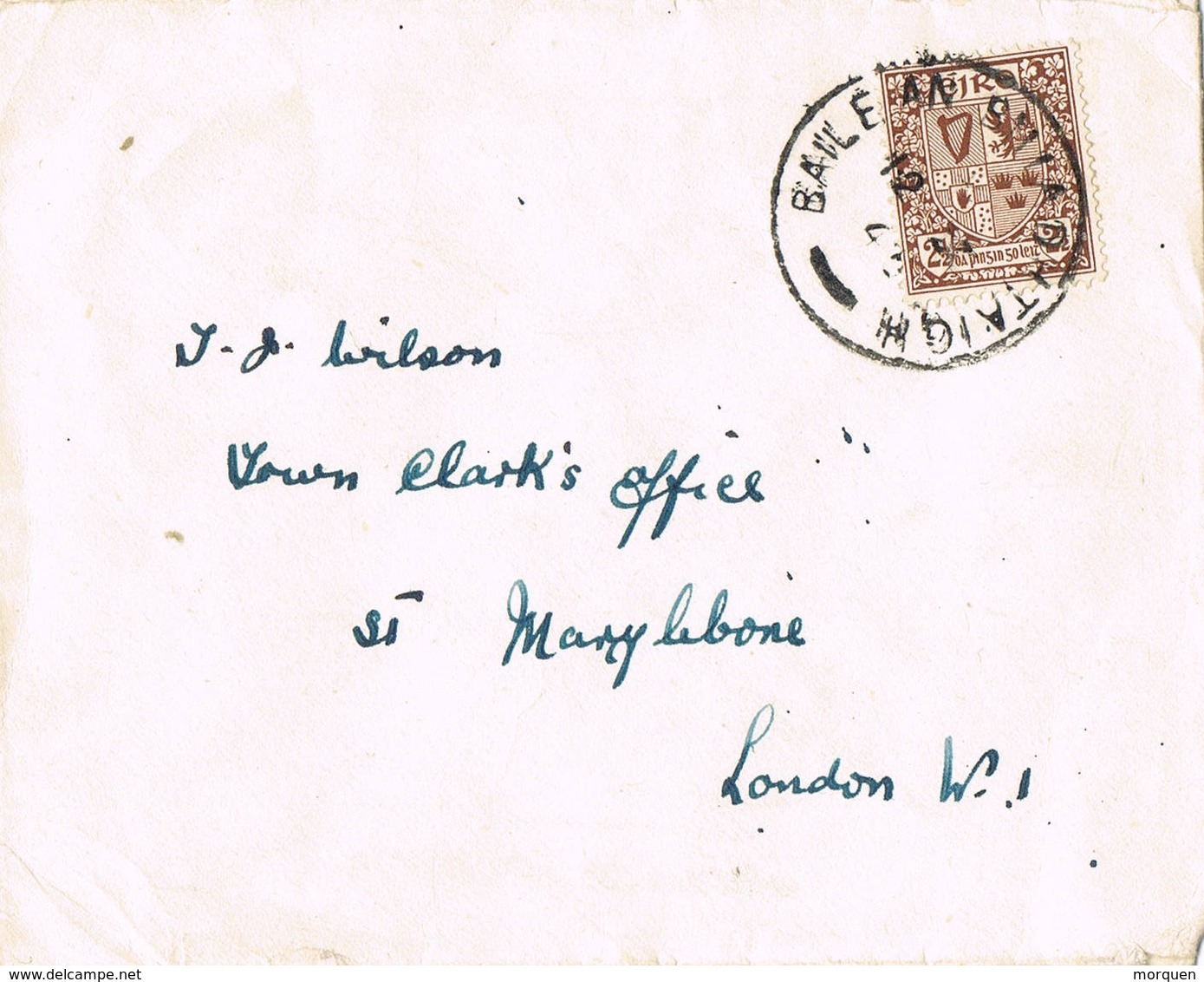 31640. Carta BAILE AN BRIADHTAIGH (Irlanda) Eire 1945 To London - Cartas & Documentos