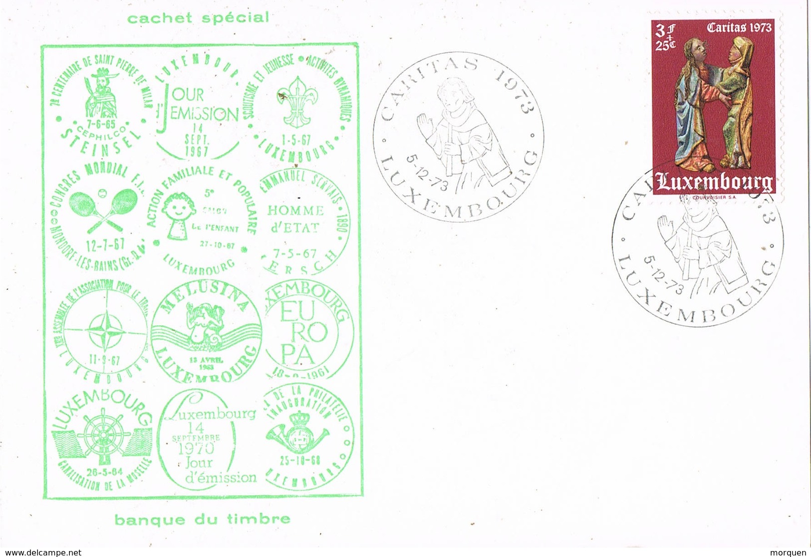 31643. Tarjeta Luxembourg 1973. CARITAS, Cachet Especial - Covers & Documents