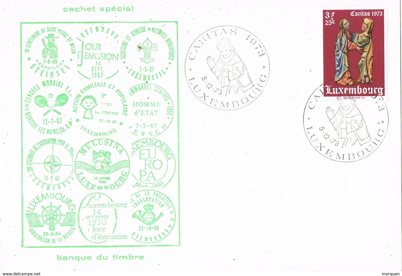 31643. Tarjeta Luxembourg 1973. CARITAS, Cachet Especial - Cartas & Documentos