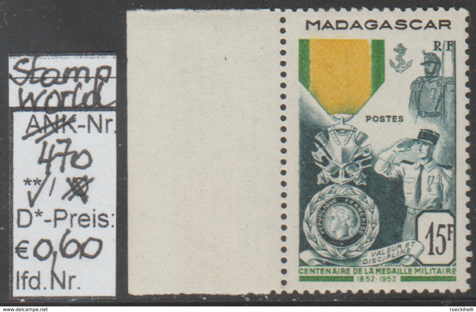 1952 -  SM "Französische Militär Medaille - Madagaskar" -  ** Postfrisch - Siehe Scan (stampw. 470) - Madagaskar (1960-...)