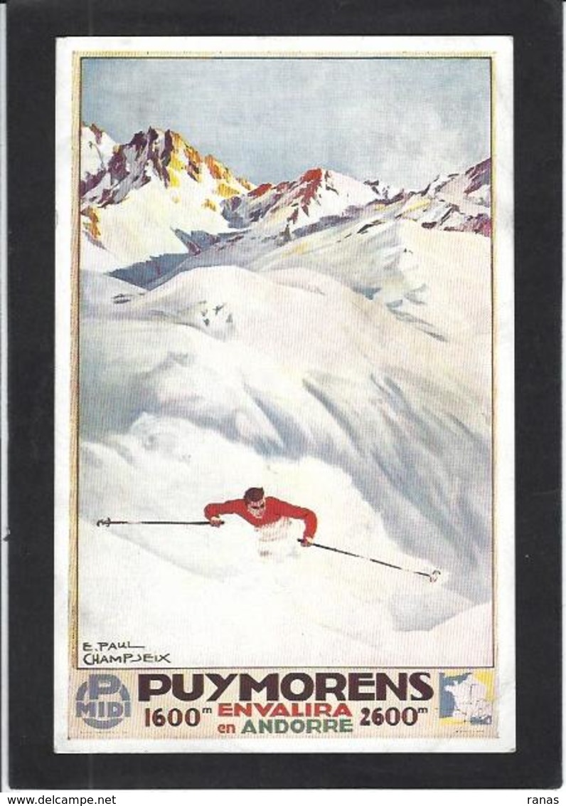 CPA Andorre Ski Sport D'hiver De Neige Non Circulé Publicité Par Champeix - Andorre