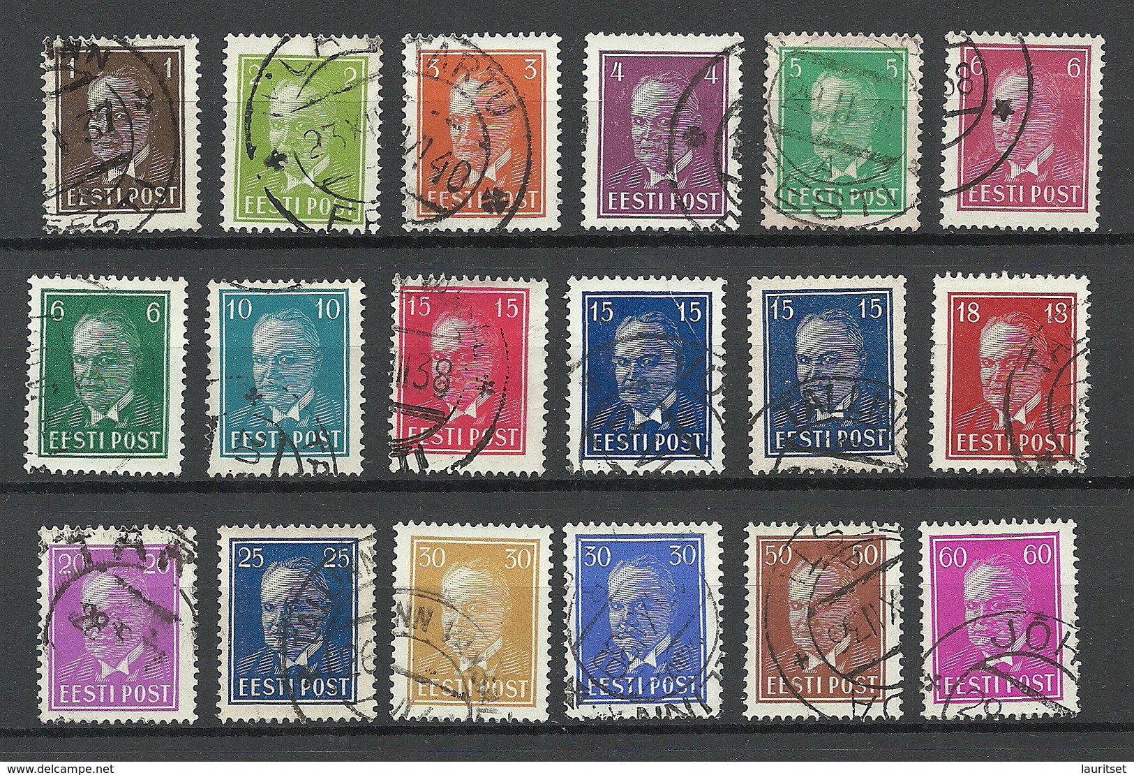 Estland Estonia 1936-1940 Präsident Päts Complete Set O - Estonie