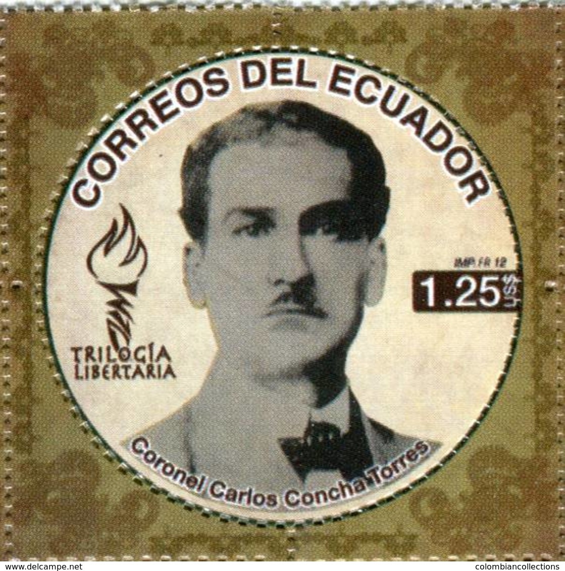 Lote EC106, Ecuador, 2012, Sello, Stamp, 3 V, Trilogia Libertaria, Eloy Alfaro, Carlos Concha, Luis Vargas, Libertarian - Ecuador