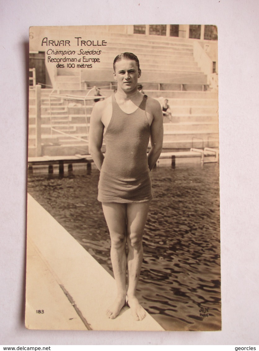 JEUX OLYMPIQUES 1924   -   ARVAR TROLLE    -    CHAMPION  SUEDOIS            TTB - Natation