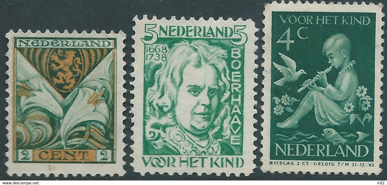 OLANDA-HOLLAND-NEDERLAND 1925-1928-1938 , 25c-2+(2)c-5+(3)c , Not Used,Hinged-Stampworld Value€10,50 - Unused Stamps