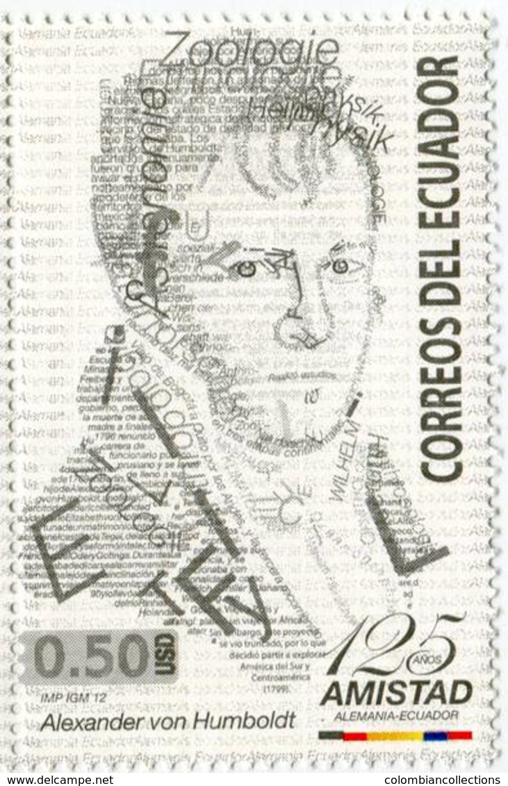Lote EC108, Ecuador, 2012, Sello, Stamp, Alexander Von Humboldt - Ecuador
