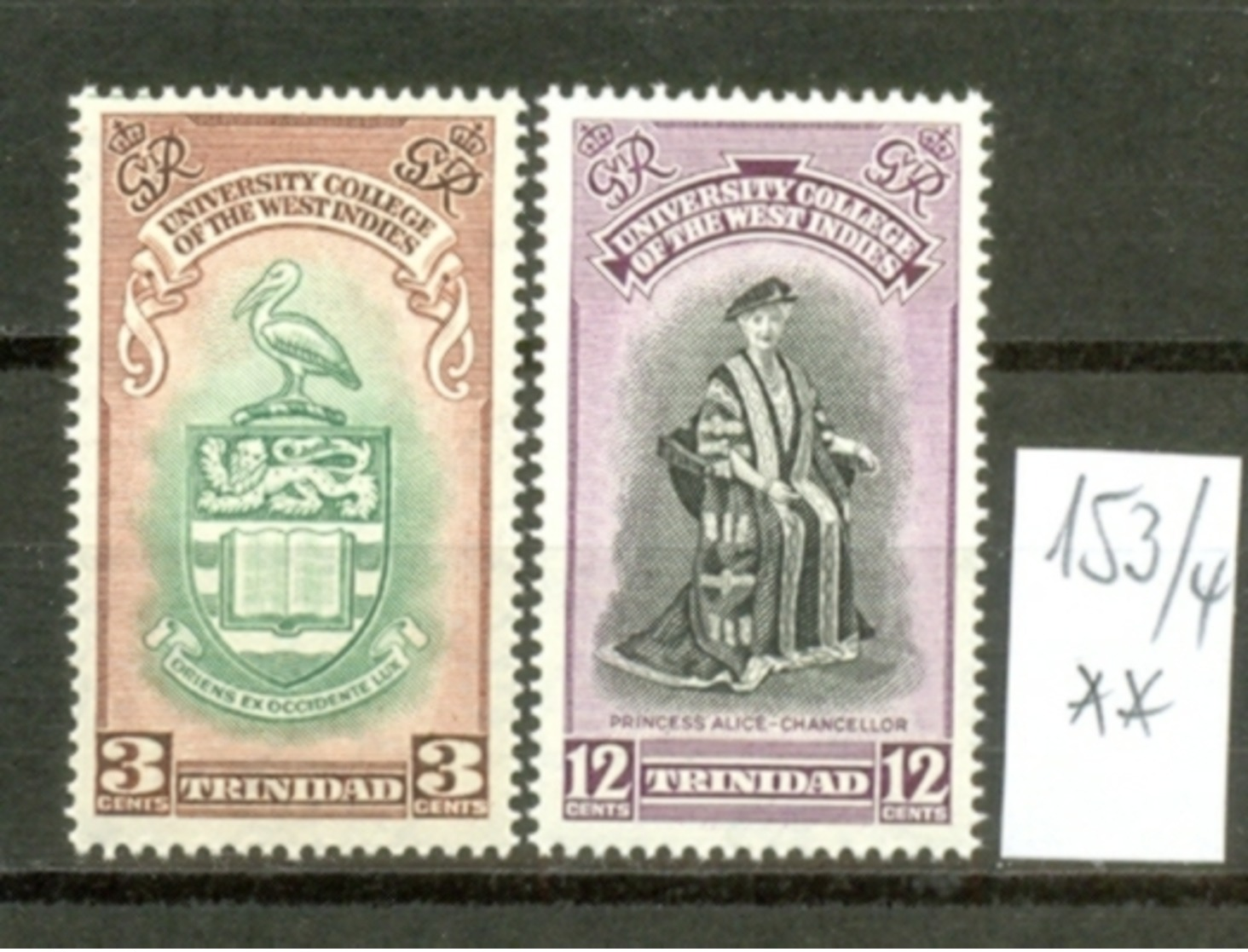 TRINIDAD & TOBAGO - 153/4  UniversitÃ¤t Der West-Indies  1951  Kmpl.postfr - Trinidad & Tobago (...-1961)