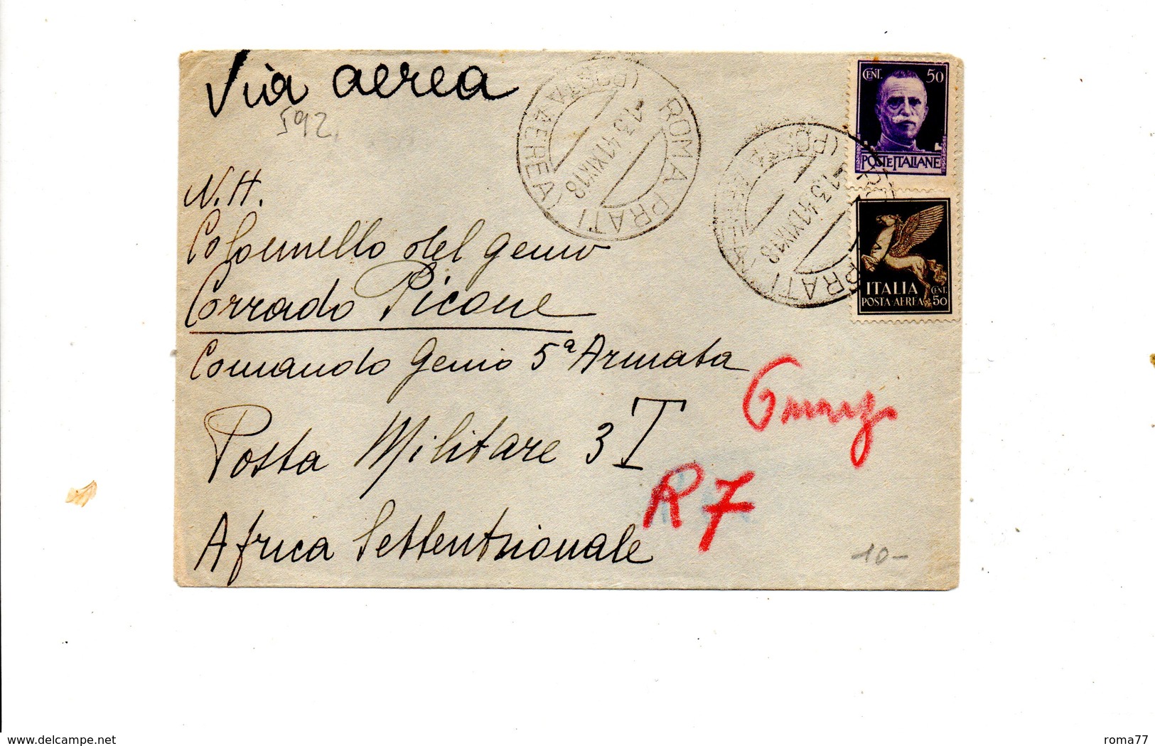 LAB592 - REGNO , Lettera Da Roma Prati 1941 Per PM 3 - Storia Postale