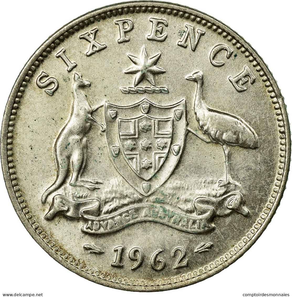 Monnaie, Australie, Elizabeth II, Sixpence, 1962, Melbourne, TTB, Argent, KM:58 - Sixpence