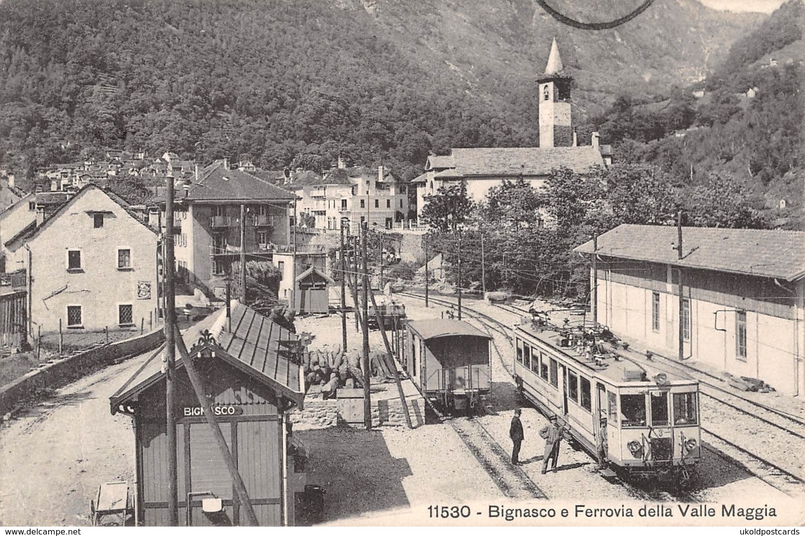 CPA  Suisse, BIGNASCO,  Stazione Con Ferrovia Valle Maggia - Bignasco