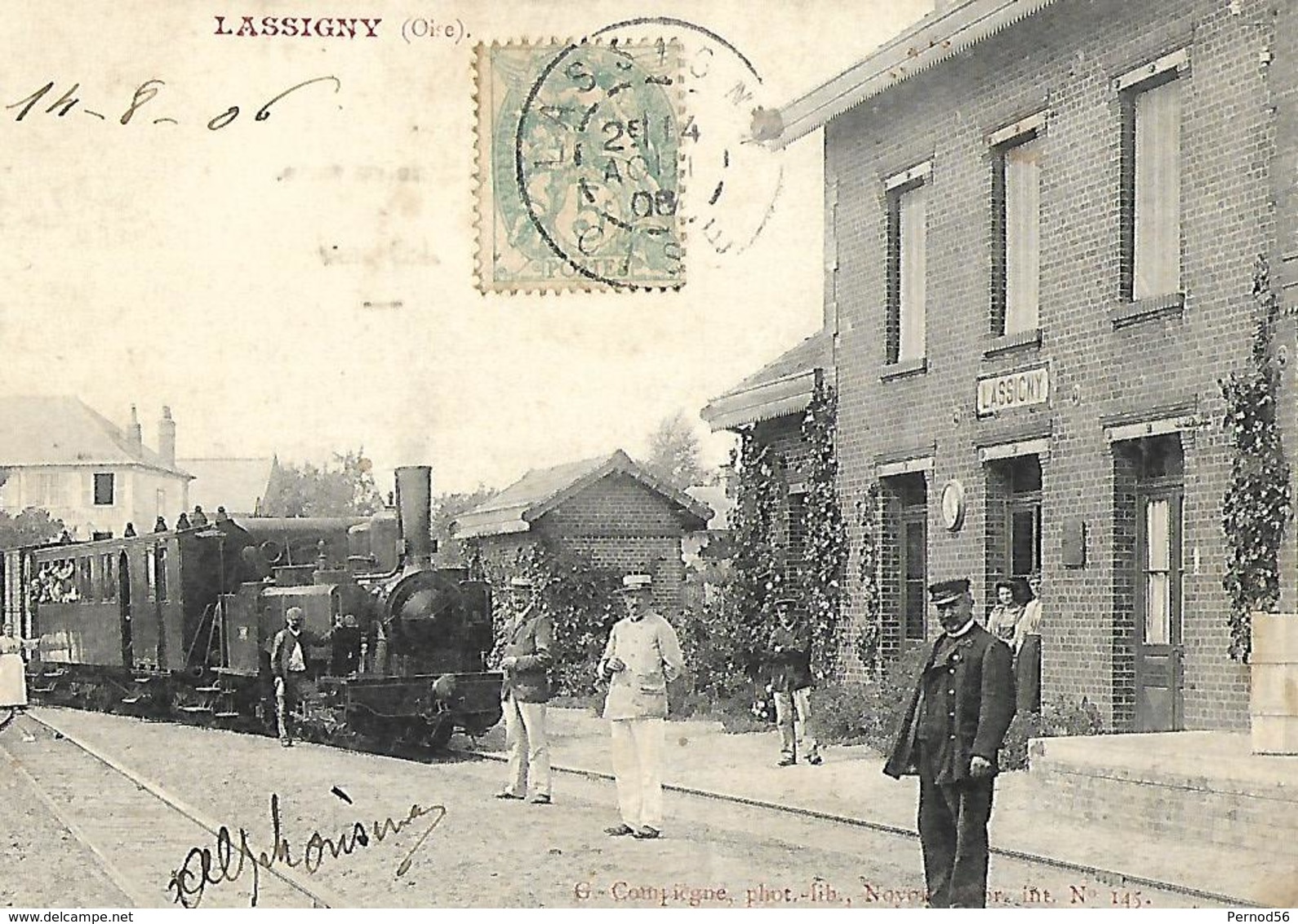 Gare De LASSIGNY   OISE Très Animée 1908 - Gares - Avec Trains