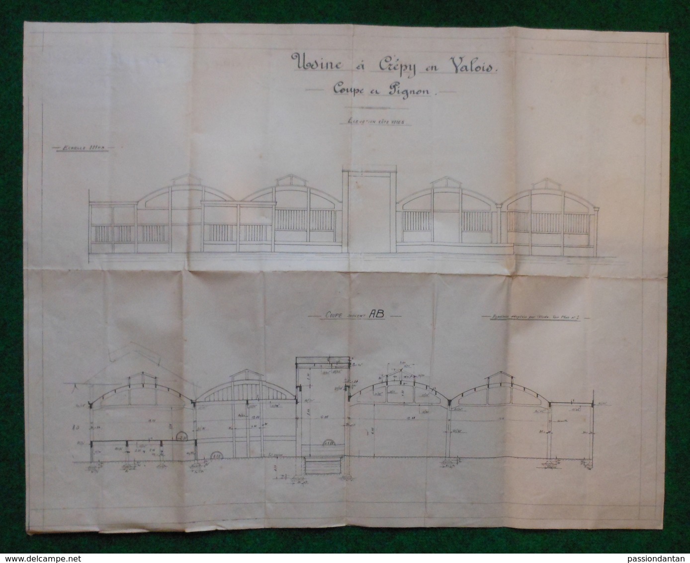 Plan De Construction D'une Usine à Crépy En Valois - Coupe En Pignon - Échelle 001 PM - Architecture