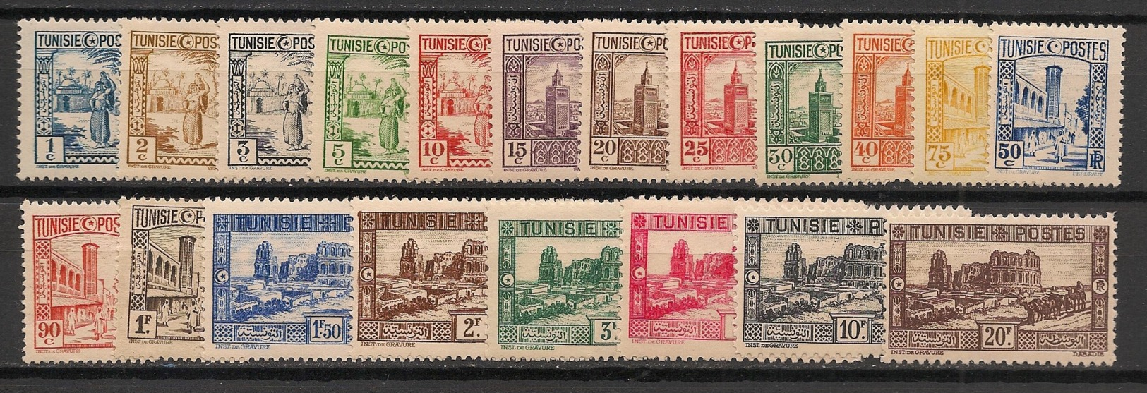 Tunisie - 1931-33 - N°Yv. 161 à 180 - Série Complète - Neuf  Luxe ** / MNH / Postfrisch - Nuevos