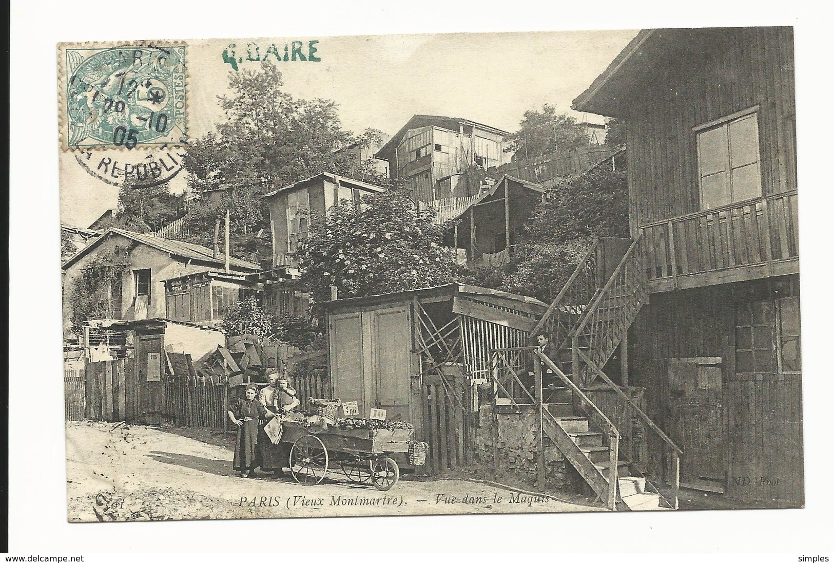 CPA De Paris -Vieux Montmartre - Vue Dans Le Maquis - 1905- Marchande Des 4 Saisons - 2 Scans - Autres & Non Classés