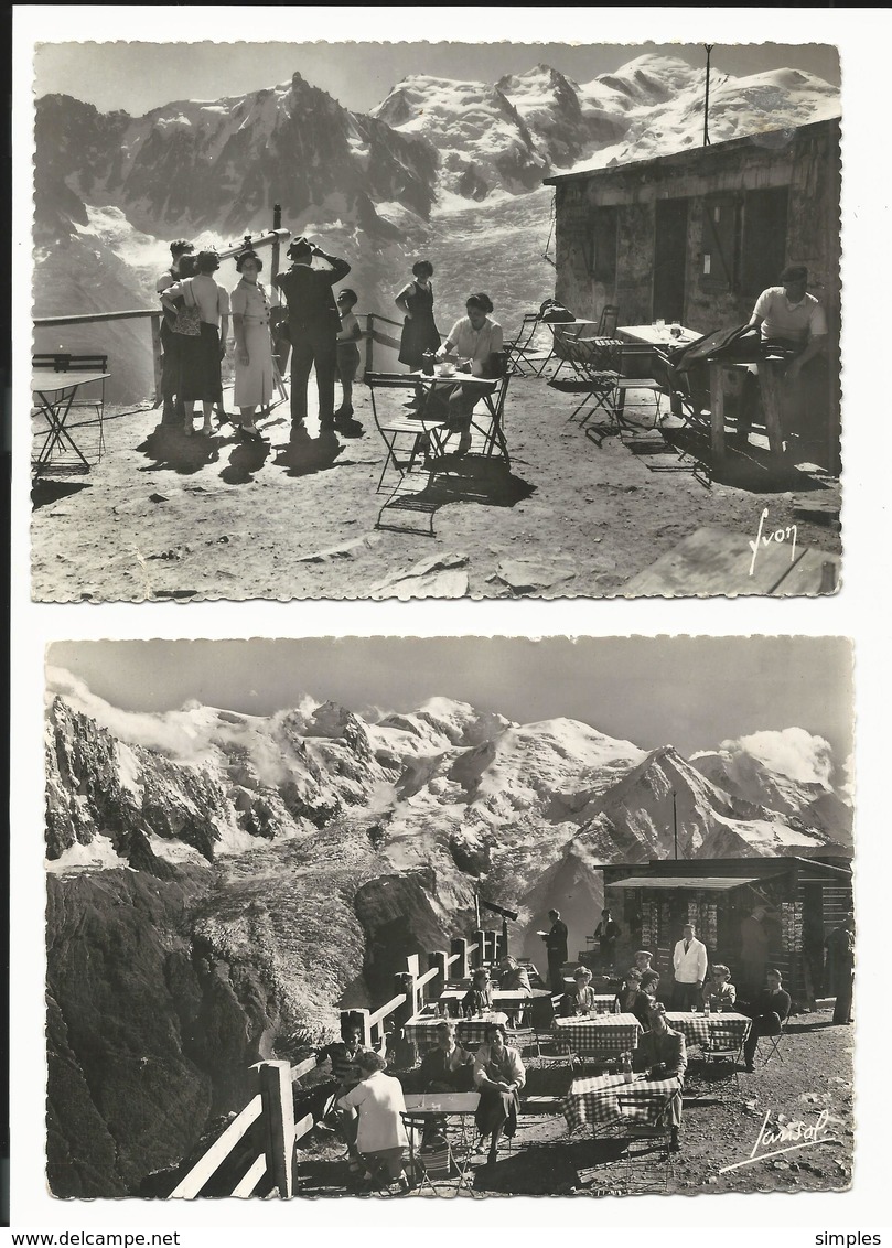 2 CPSM De Chamonix  Mont Blanc Animées - Terrasse Du Brévent - Belvédère - Télescope - Années 1950 - 2 Scans - Chamonix-Mont-Blanc