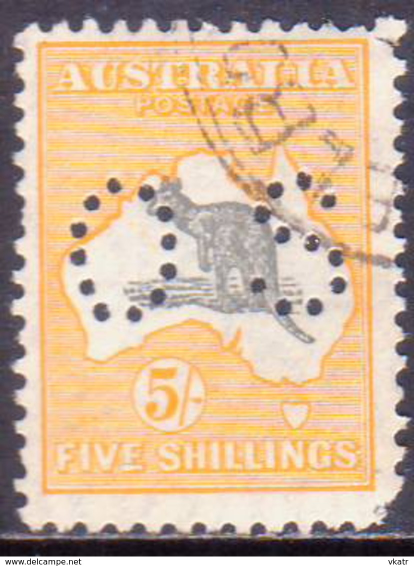 Australia 1929 SG #O118 5sh Used Official Wmk Mult.Crowns Over A Faults At Right Corners CV £45 - Officials