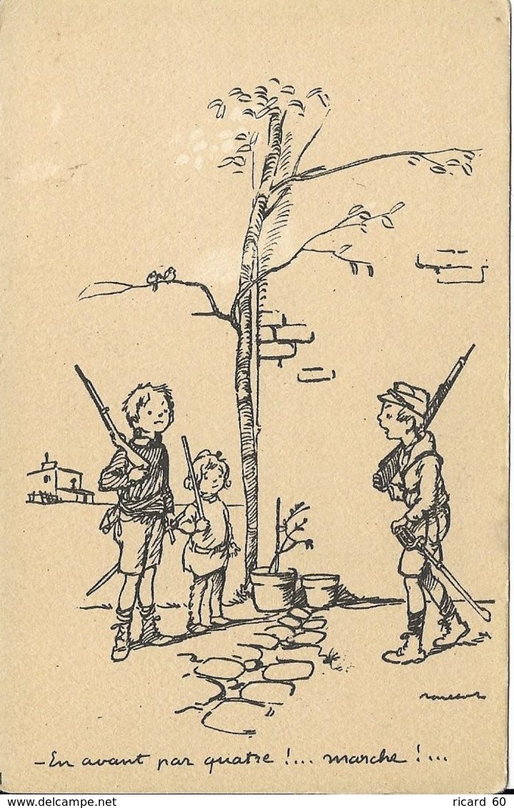 Cpa Illustrateur Poulbot Signée ,1915, N°70 , En Avant Par 4! Marche ! - Poulbot, F.