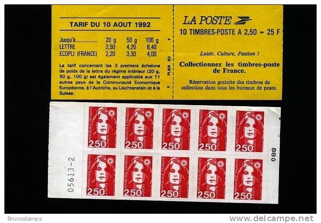 FRANCE - MARIANNE DE BRIAT Fr. 2.50 CARNET DE 10  MINT NH - Autres & Non Classés