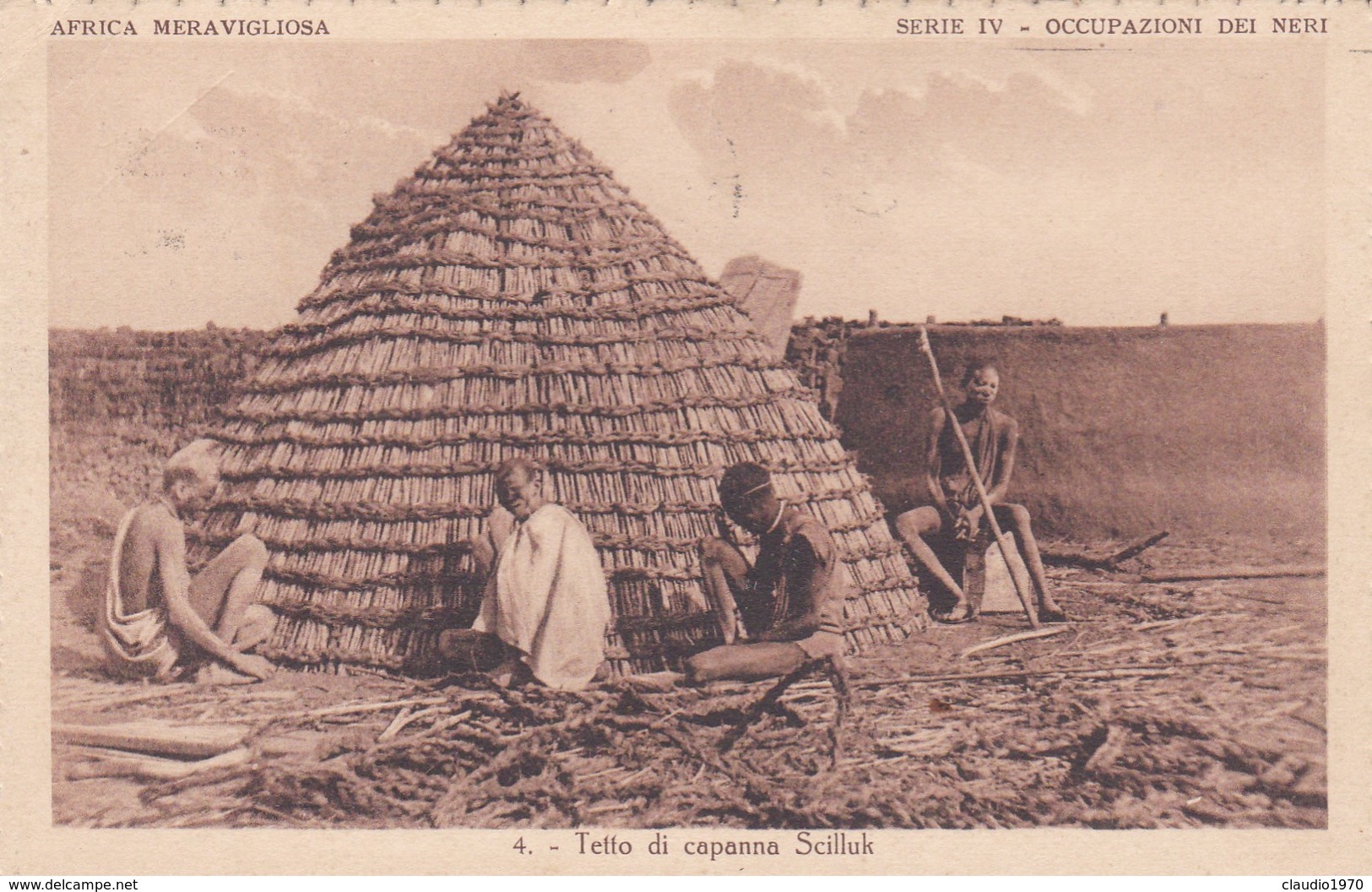 CARTOLINA - SUDAN - TETTO DI CAPANNA SCILLUK,- VIAGGIATA DA MILANO PER MENAGGIO ( COMO ) - Soudan