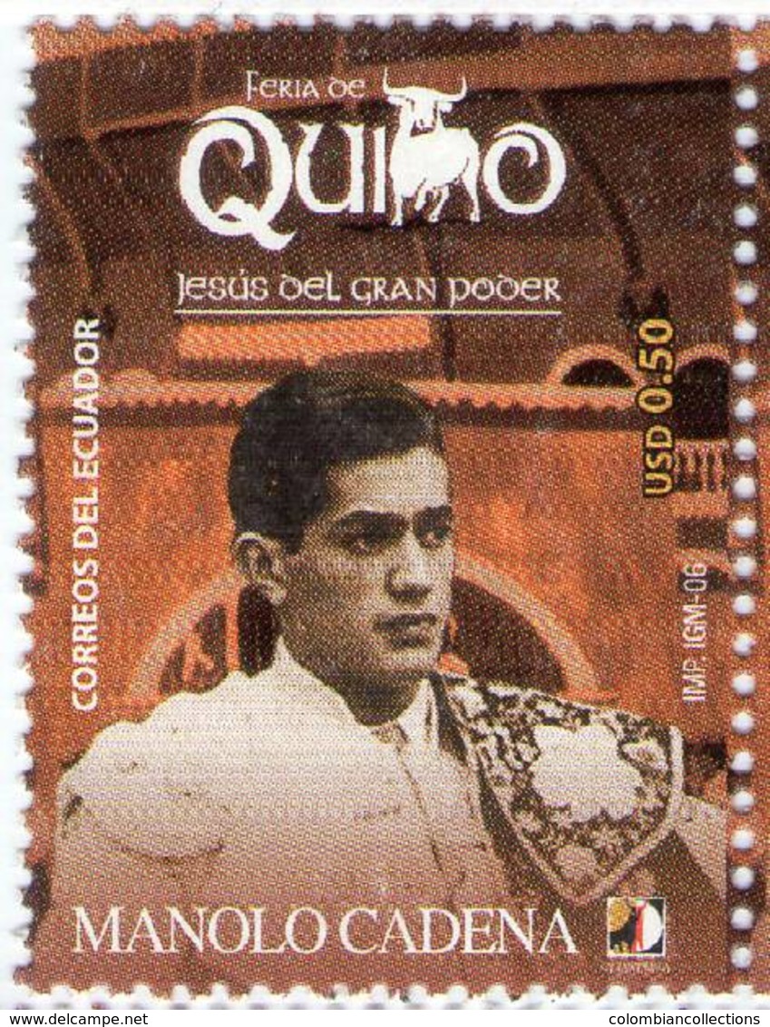 Lote EC40a, Ecuador, 2006,  Sello, Stamp, Corrida De Toros, Bullfight, Manolo Cadena - Ecuador