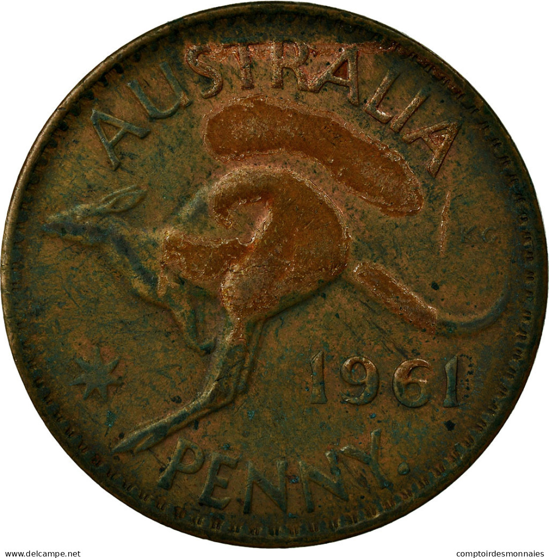 Monnaie, Australie, Elizabeth II, Penny, 1961, TB+, Bronze, KM:56 - Penny