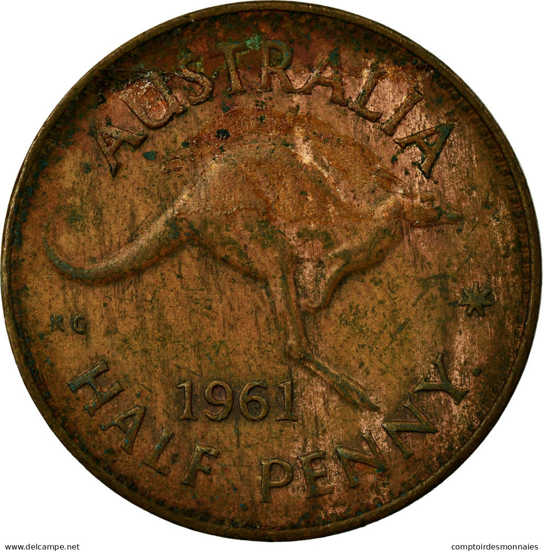 Monnaie, Australie, Elizabeth II, 1/2 Penny, 1961, TB+, Bronze, KM:61 - ½ Penny