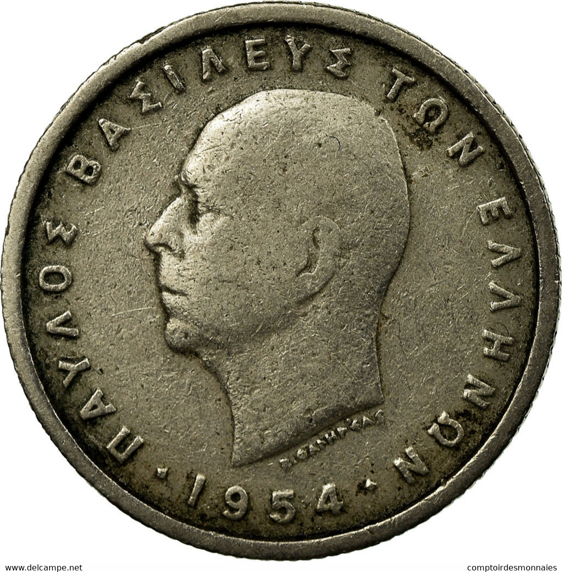 Monnaie, Grèce, Paul I, 50 Lepta, 1954, TB+, Copper-nickel, KM:80 - Grèce