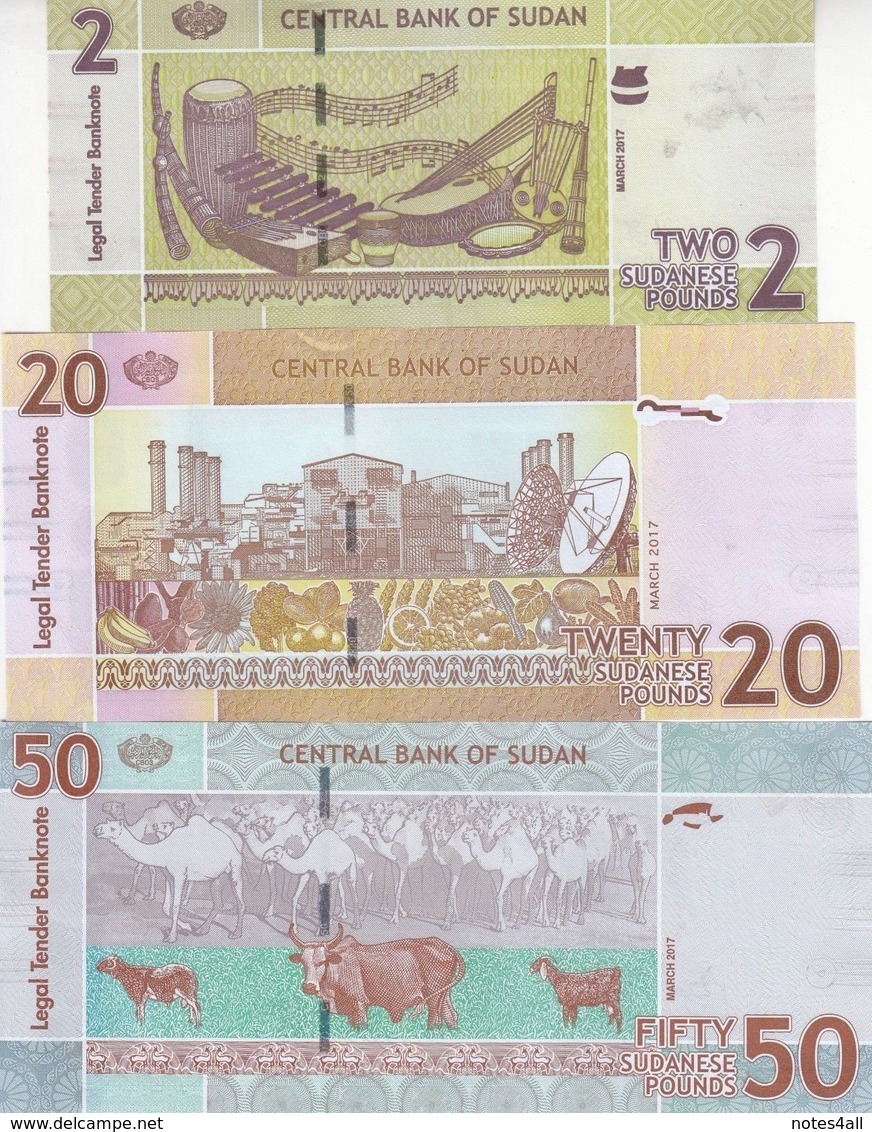 SUDAN 2 5 10 20 50 POUNDS March 2017 P-71 72 73 74 75 UNC SET */* - Sudan