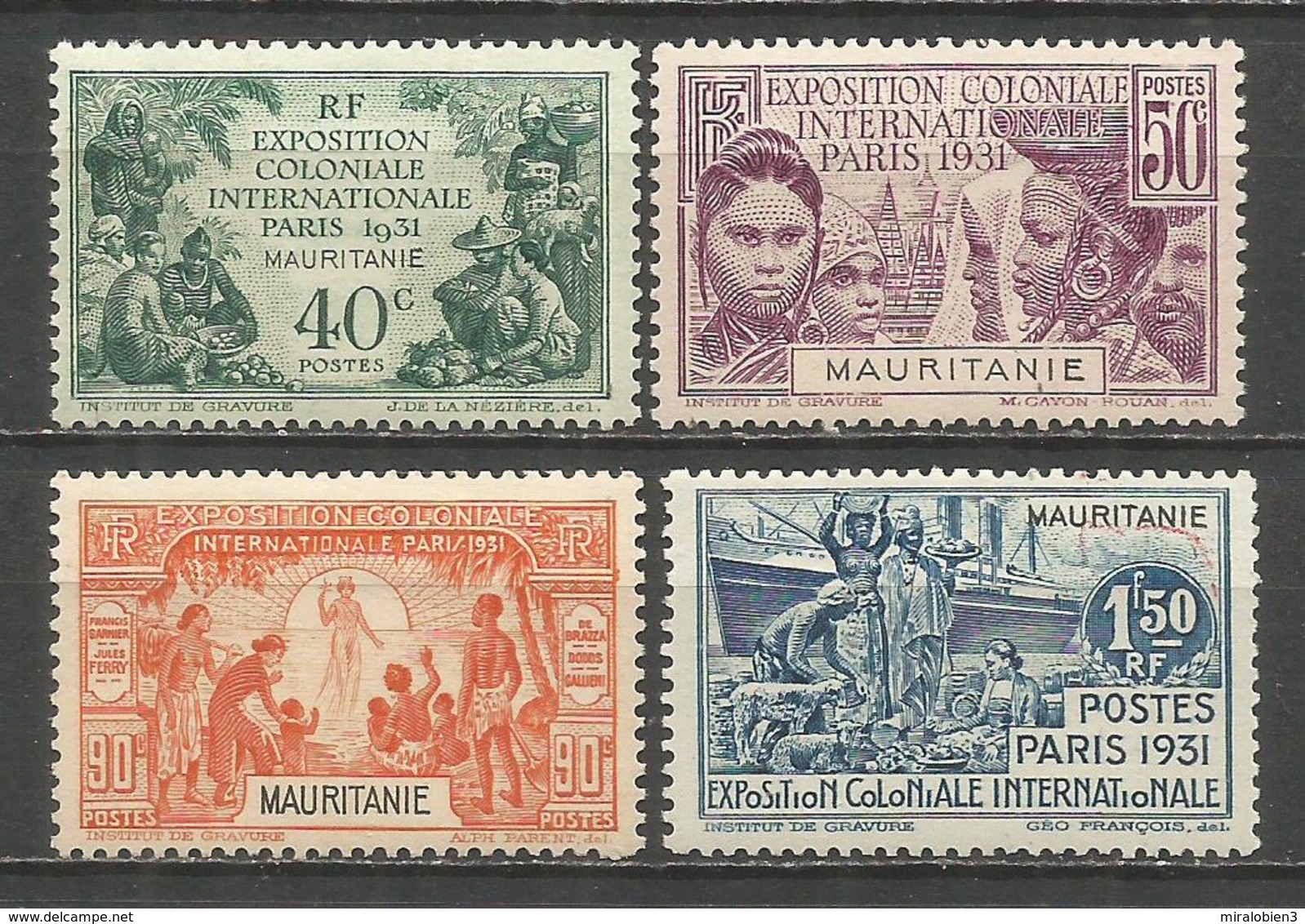 MAURITANIA COLONIA FRANCESA YVERT NUM. 62/65 * SERIE COMPLETA CON FIJASELLOS - Nuevos