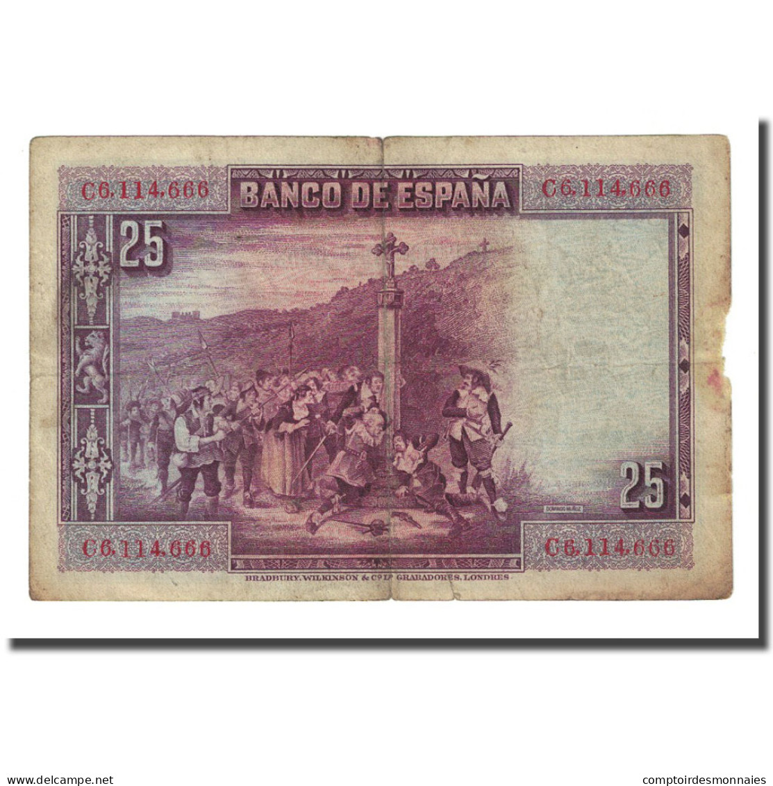 Billet, Espagne, 25 Pesetas, 1928-08-28, KM:74b, B - 1-2-5-25 Pesetas