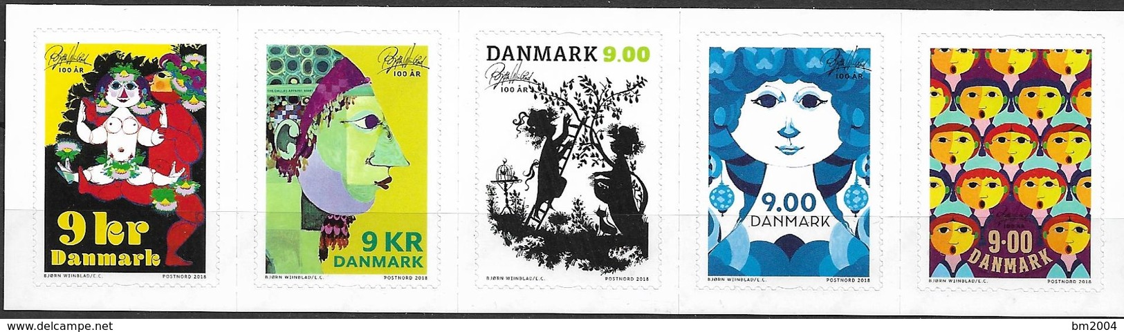 2018 Dänemark   Mi. 1937-41** MNH  100. Geburtstag Von Bjørn Wiinblad - Neufs