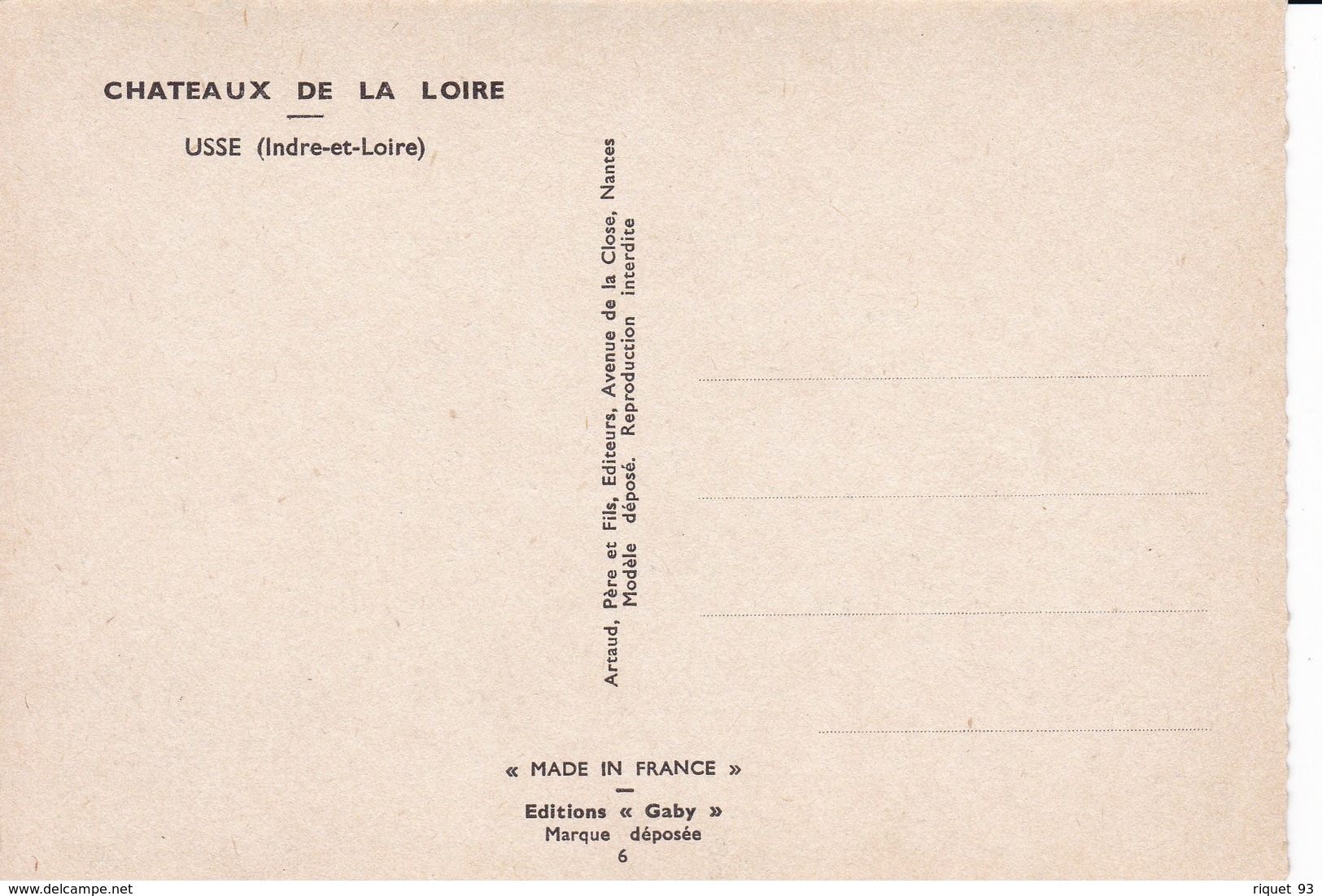 CHATEAUX DE LA LOIRE - USSE (Indre Et Loire) - Homualk