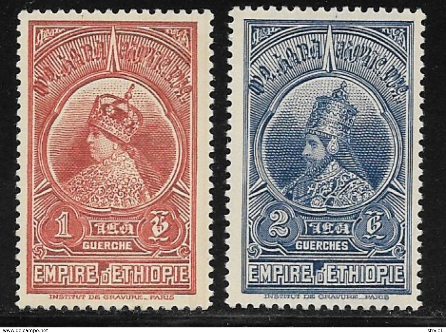 Ethiopia Scott # 235-6 Mint Hinged Menen, Selassie , 1931 - Ethiopia