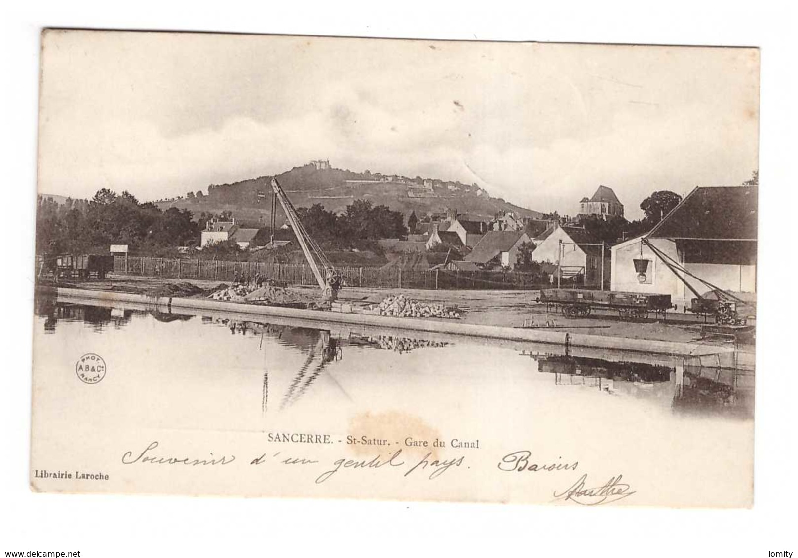 Train Chemins De Fer 18 Sancerre St Saint Satur Gare Du Canal Cpa Cachet + Timbre 1904 - Gares - Avec Trains