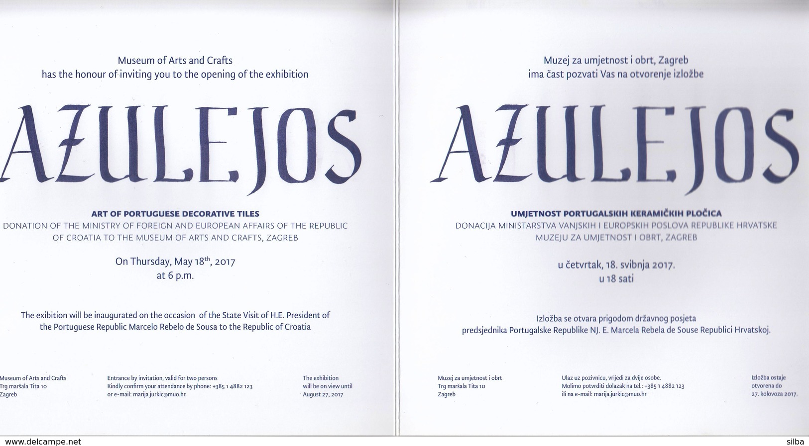 Croatia 2017 / Azulejos, Tiles / Zagreb, Museum Of Arts And Crafts / Exhibition Opening Invitation Card - Advertising