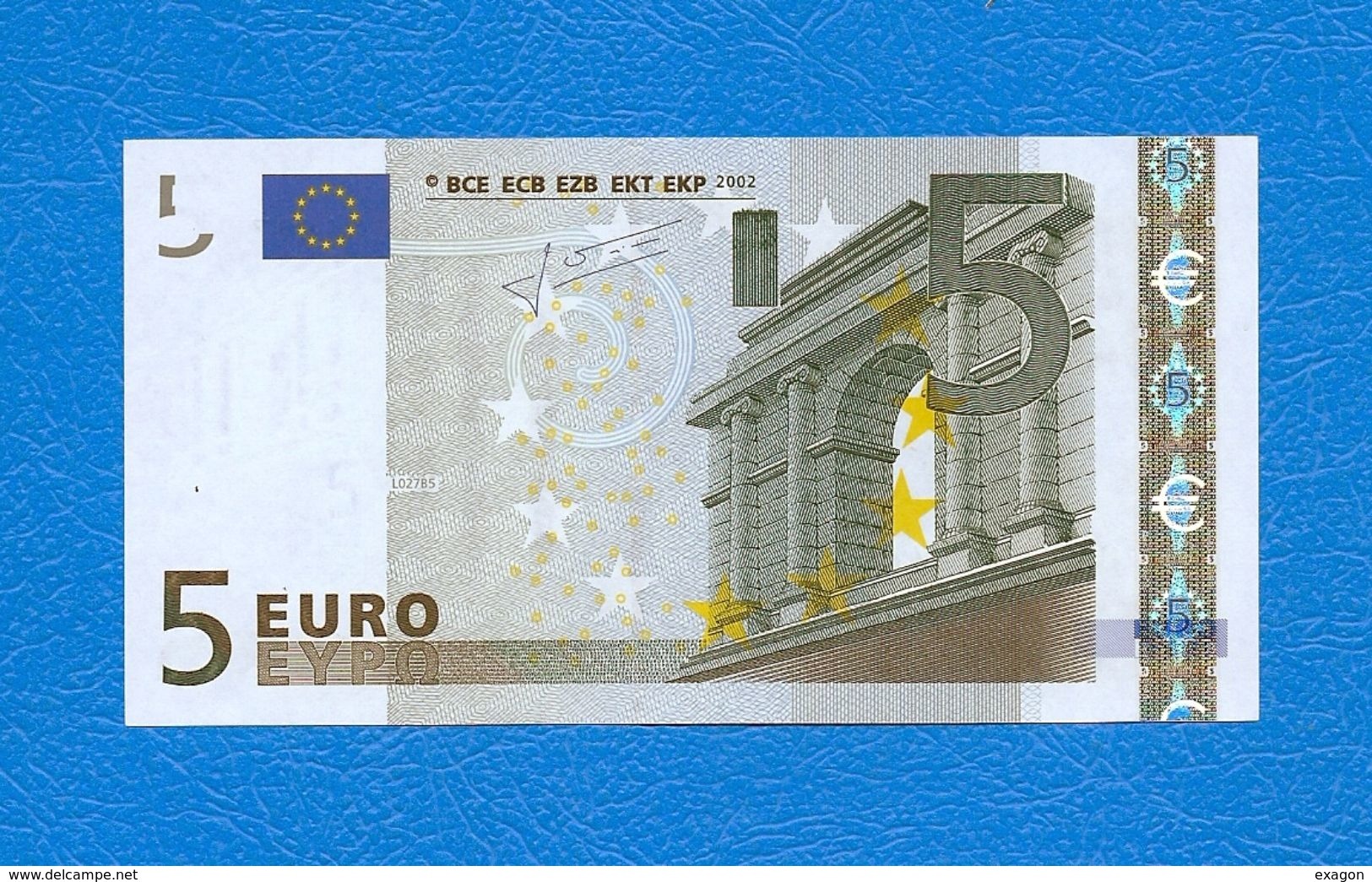 5  EURO  -  F R A N C I A -  Serie   U  427110044697 -  Codice Breve   L 027 B 5  - Firma  TRICHET - 5 Euro