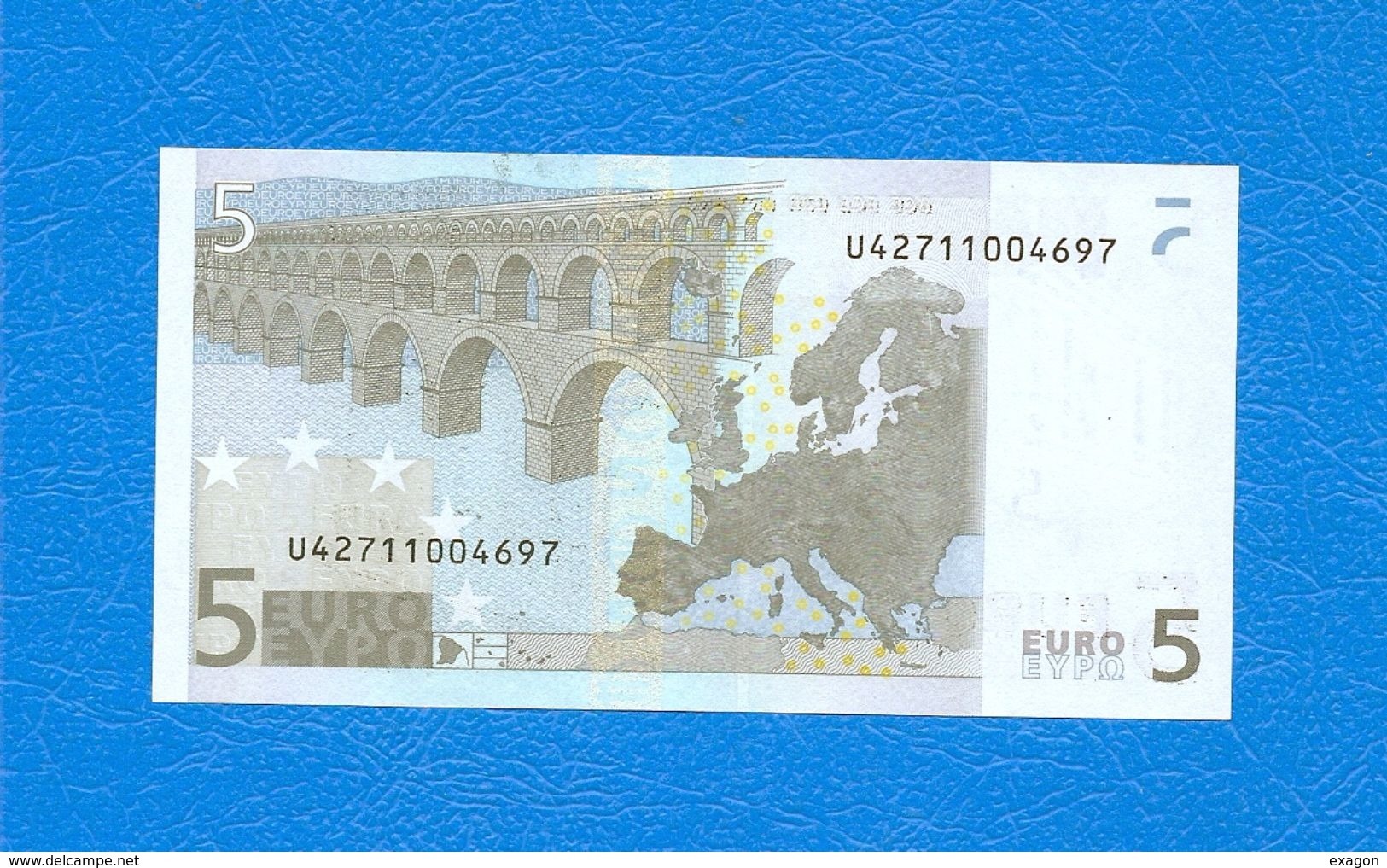 5  EURO  -  F R A N C I A -  Serie   U  427110044697 -  Codice Breve   L 027 B 5  - Firma  TRICHET - 5 Euro