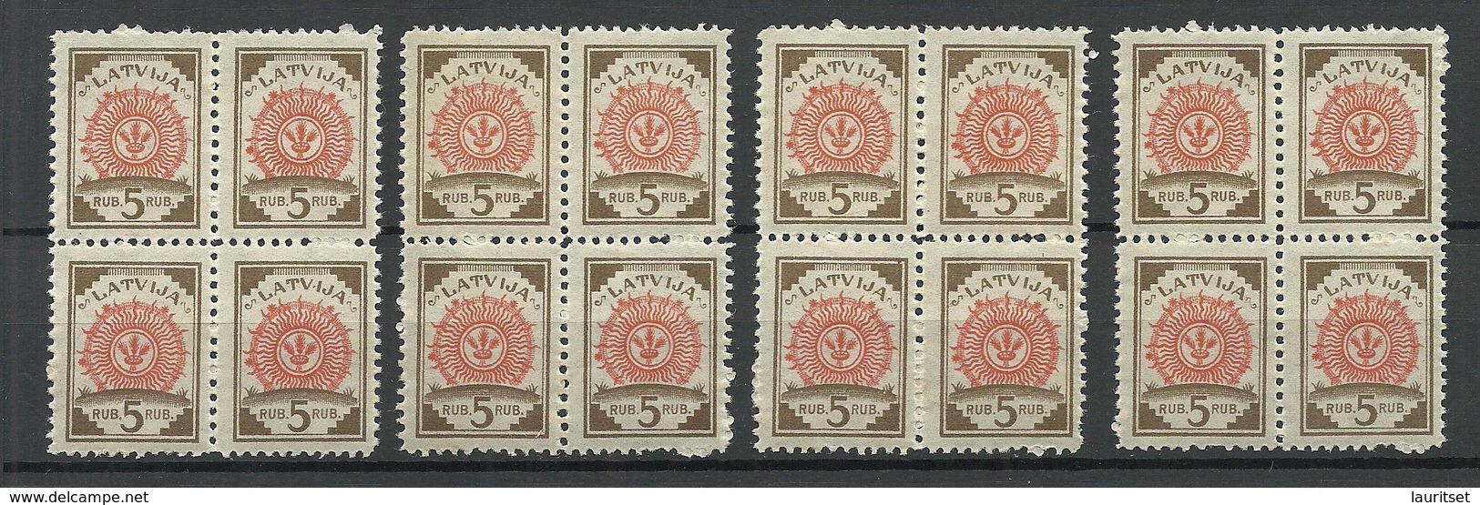 LATVIA Lettland 1921 Michel 31 = 4 X 4-block MNH - Lettonie