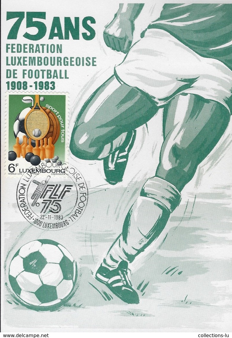 22.11.1983  -  75 Ans  Federation Luxembourgeoise De Football  1908 - 1983 - Cartes Maximum