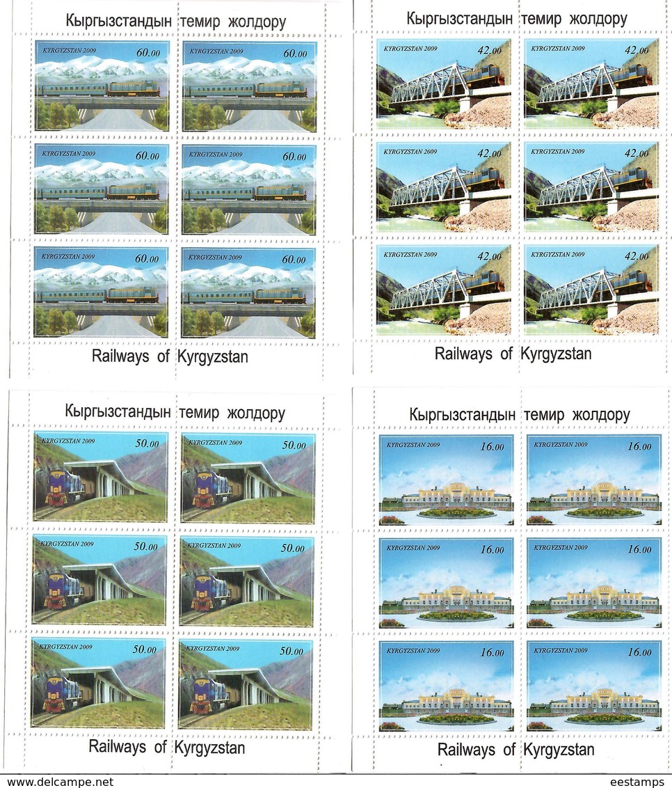Kyrgyzstan.2009 Railways. 4 Sheetlets, Each Of 6  Michel # 603-06 KB - Kirgisistan