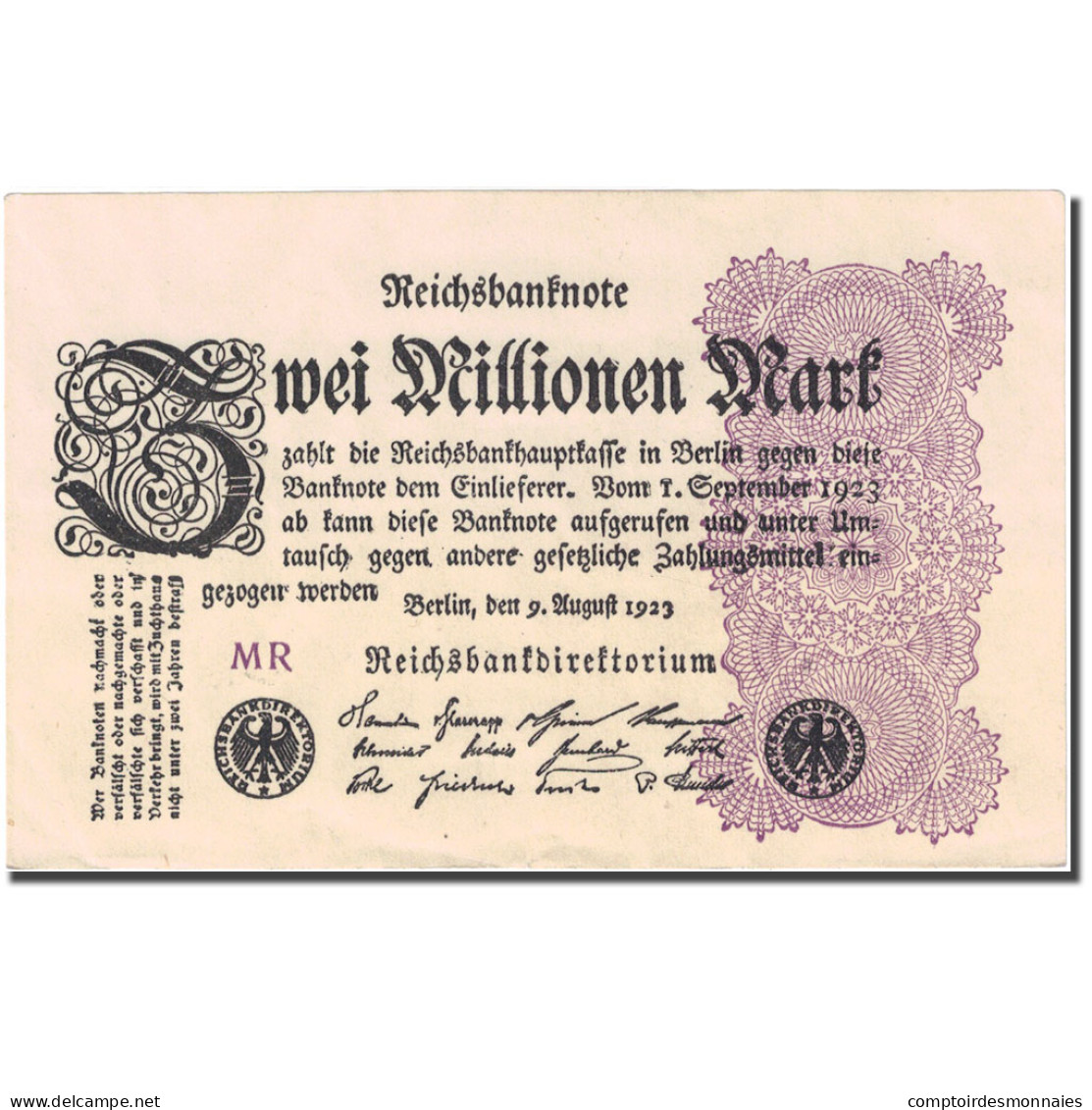 Billet, Allemagne, 2 Millionen Mark, 1923, 1923-08-09, KM:104a, SUP - 2 Mio. Mark