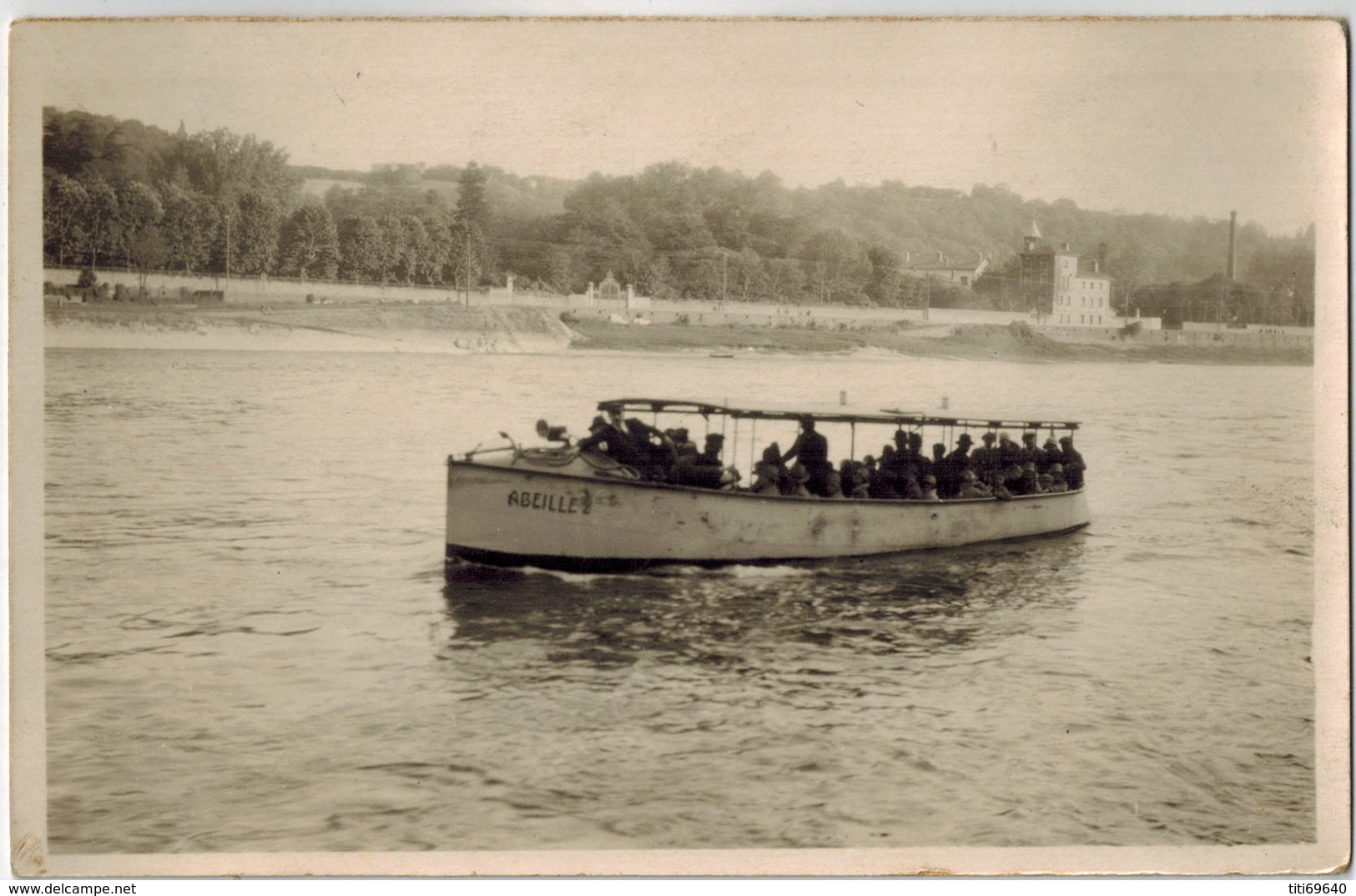 CARTE PHOTO BATEAU REMORQUEUR OU PENICHE  " ABEILLE 2 " Avec Touristes ? - Remorqueurs