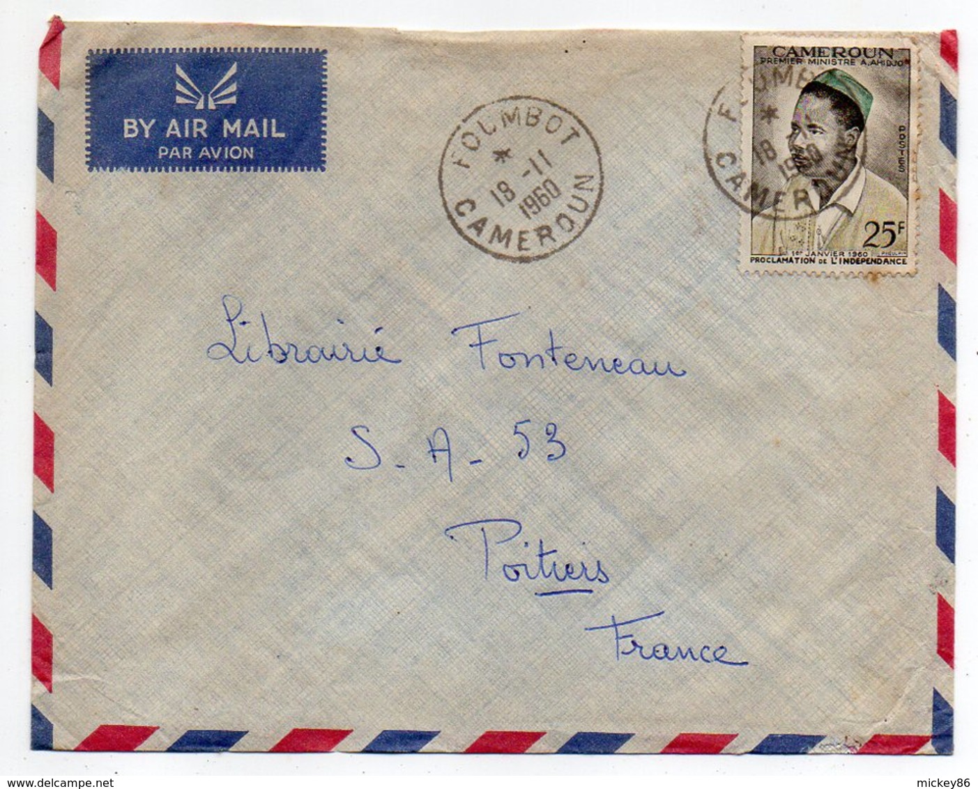 Cameroun--1960--Lettre De  FOUMBOT  Pour POITIERS-86 (France)-timbre Seul Sur Lettre -  Cachet - Camerún (1960-...)