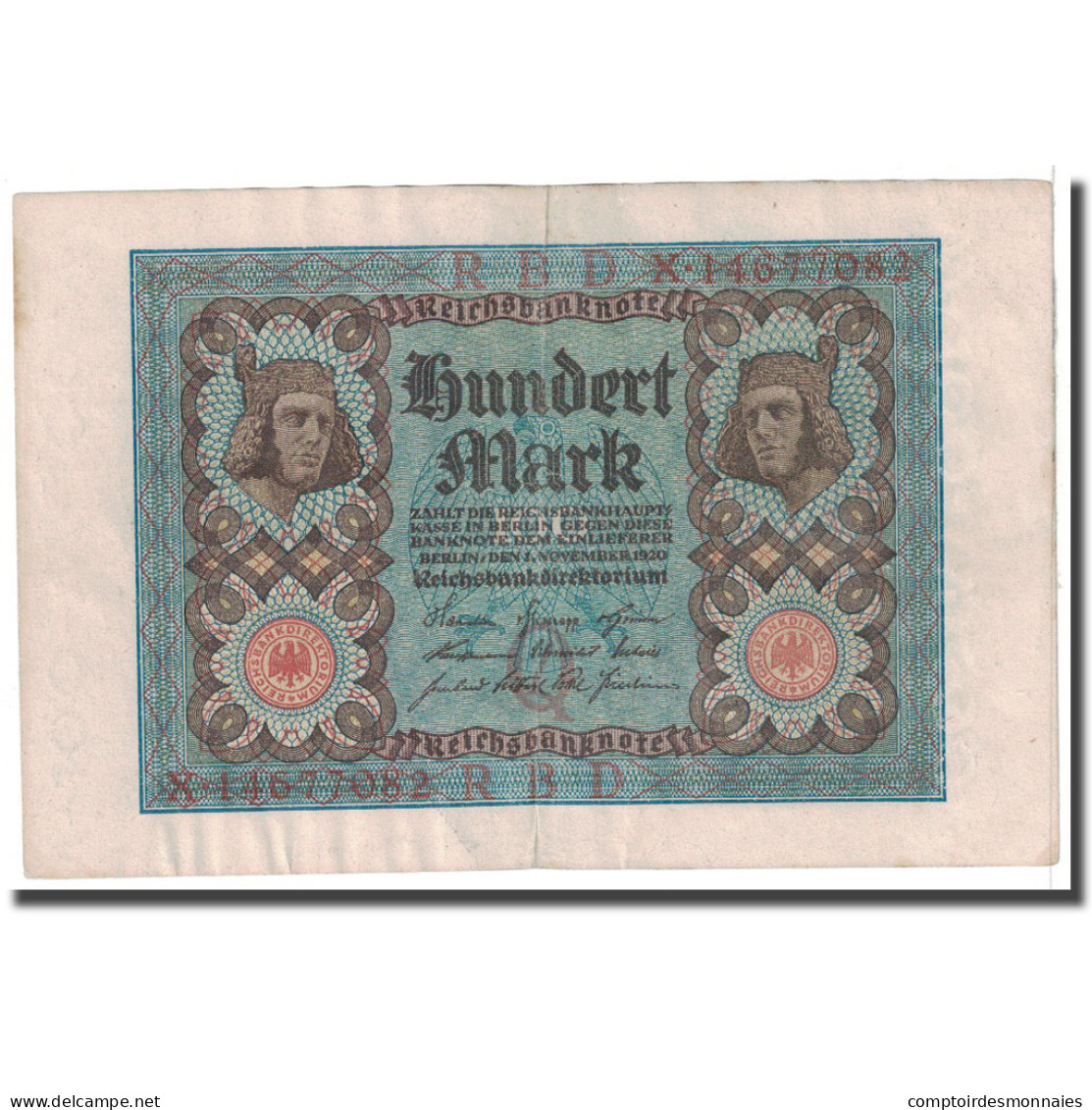 Billet, Allemagne, 100 Mark, 1920, 1920-11-01, KM:69b, TTB - 100 Mark