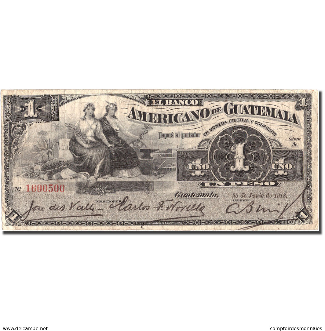 Billet, Guatemala, 1 Peso, 1918, 1918-06-25, KM:S111b, TB+ - Guatemala