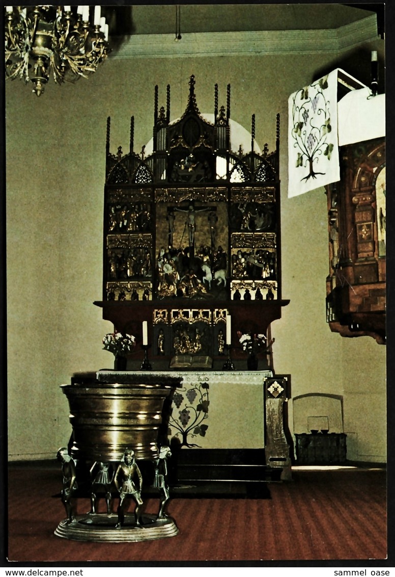 Pfarrkirche Zu Dorfmark / Lüneburger Heide  -  Altar Und Messingtaufe  -  Ansichtskarte Ca. 1980   (9988) - Fallingbostel