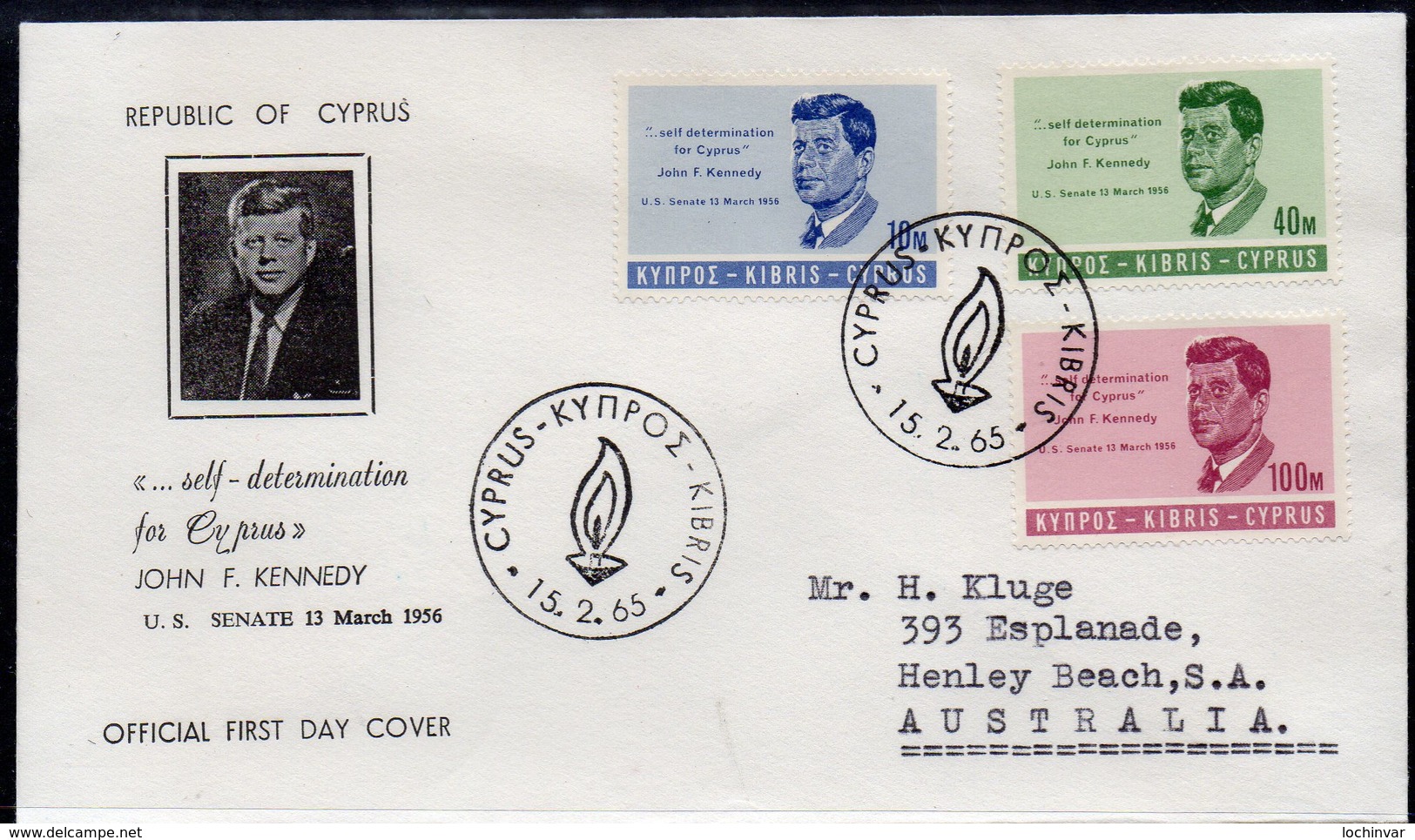 CYPRUS, 1965 PRESIDENT KENNEDY FDC - Covers & Documents