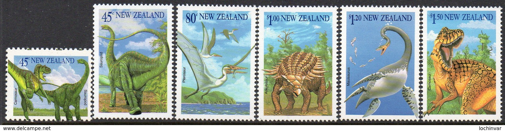 NEW ZEALAND, 1993 DINOSAURS 6 MNH - Unused Stamps