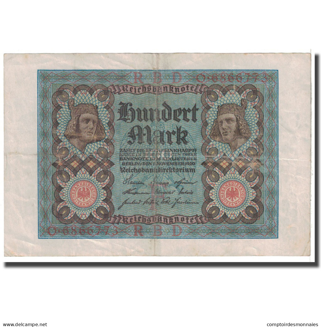 Billet, Allemagne, 100 Mark, 1920, 1920-01-01, KM:69a, TTB - Zwischenscheine - Schatzanweisungen